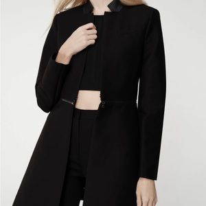 Bcbgmaxazria Arelia Long Blazer, black with yellow piping interior. XS